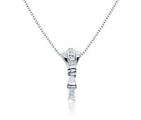 Bow Style CZ  Silver Necklace SPE-3312